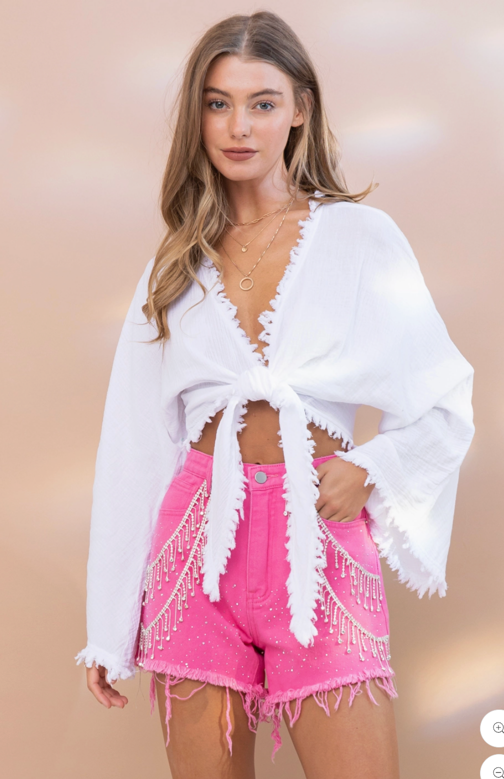 Pink Fringe Shorts RTS