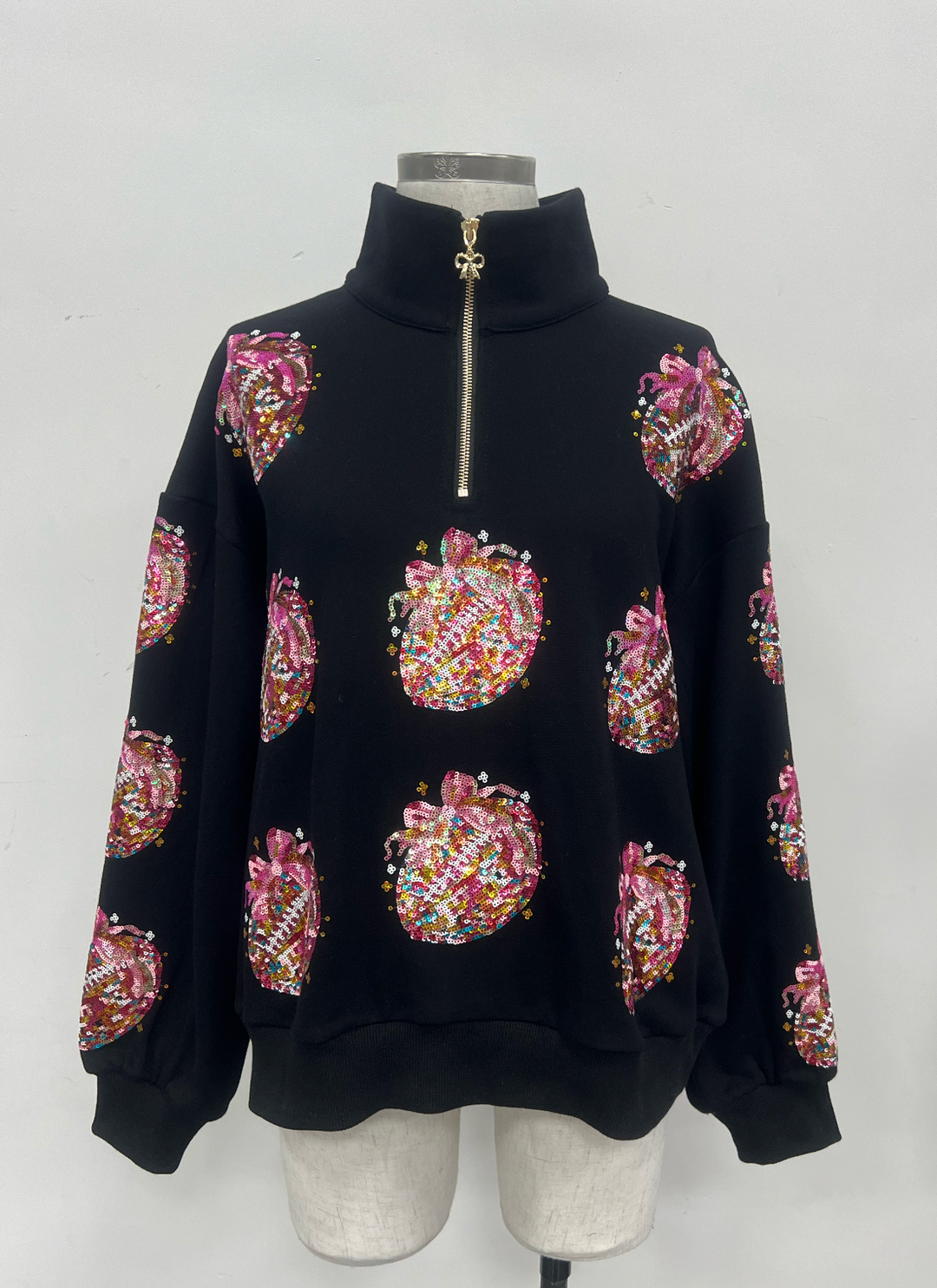 Footballs & Bows Quarter Zip Pullover (PREORDER)