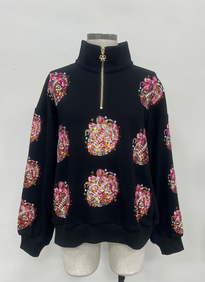 Footballs & Bows Quarter Zip Pullover (PREORDER)