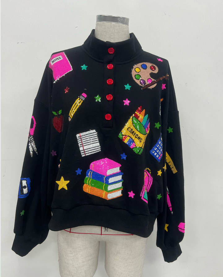 NEON TEACHER THINGS BLACK PULLOVER (PREORDER)