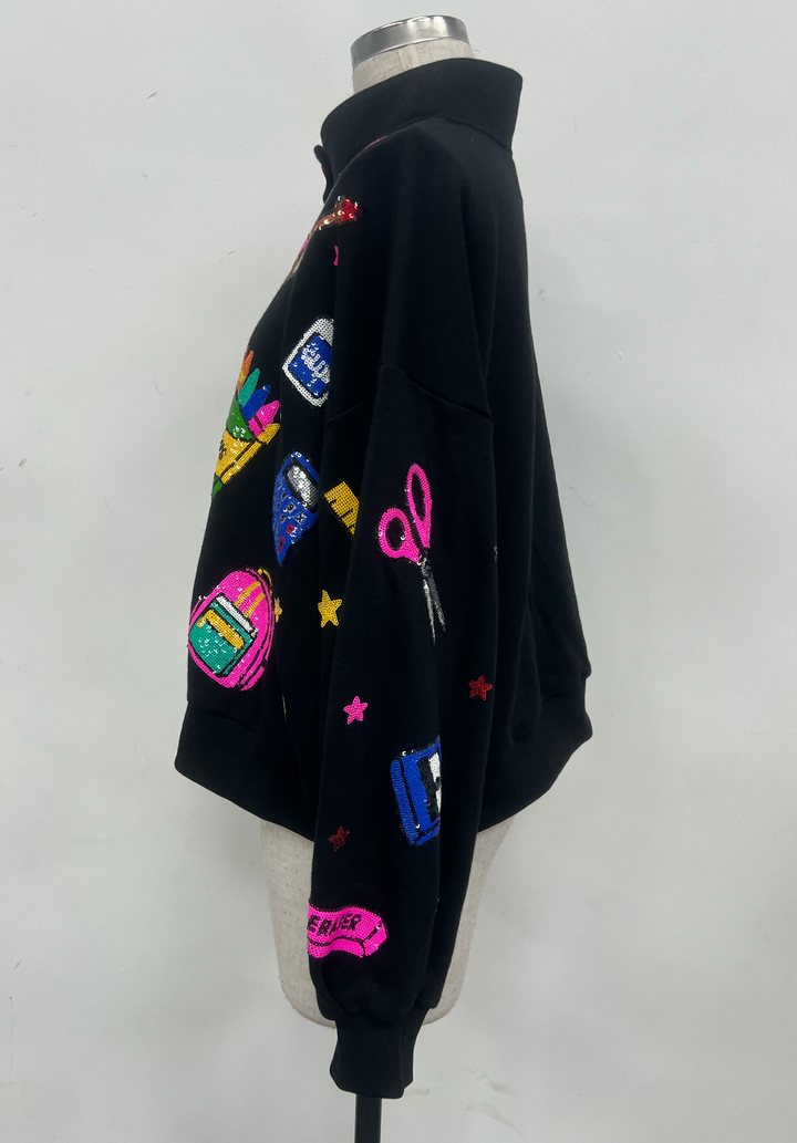NEON TEACHER THINGS BLACK PULLOVER (PREORDER)