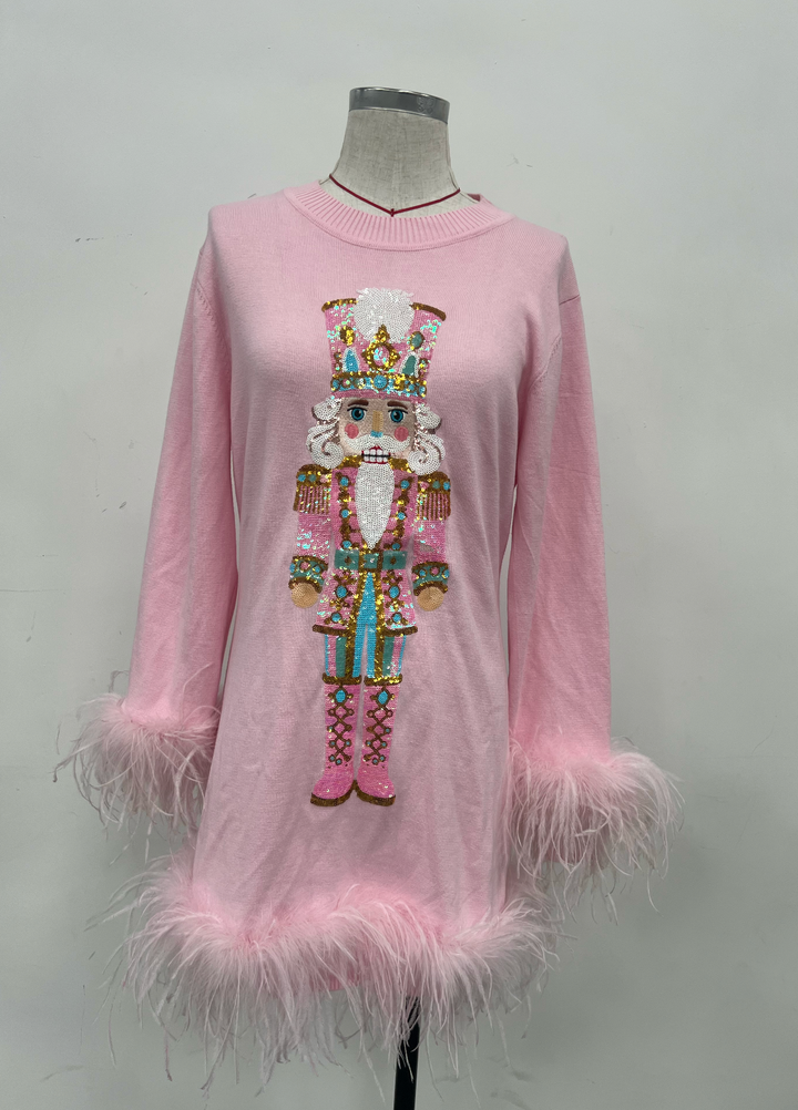 PASTEL NUTCRACKER SWEATER FEATHER DRESS (PREORDER)