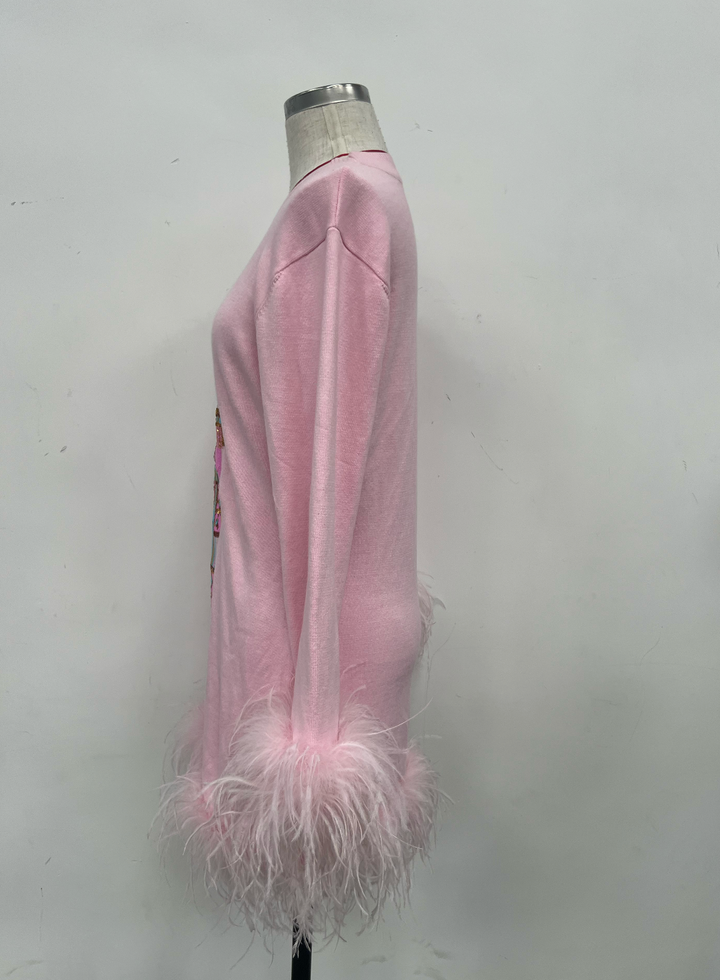 PASTEL NUTCRACKER SWEATER FEATHER DRESS (PREORDER)
