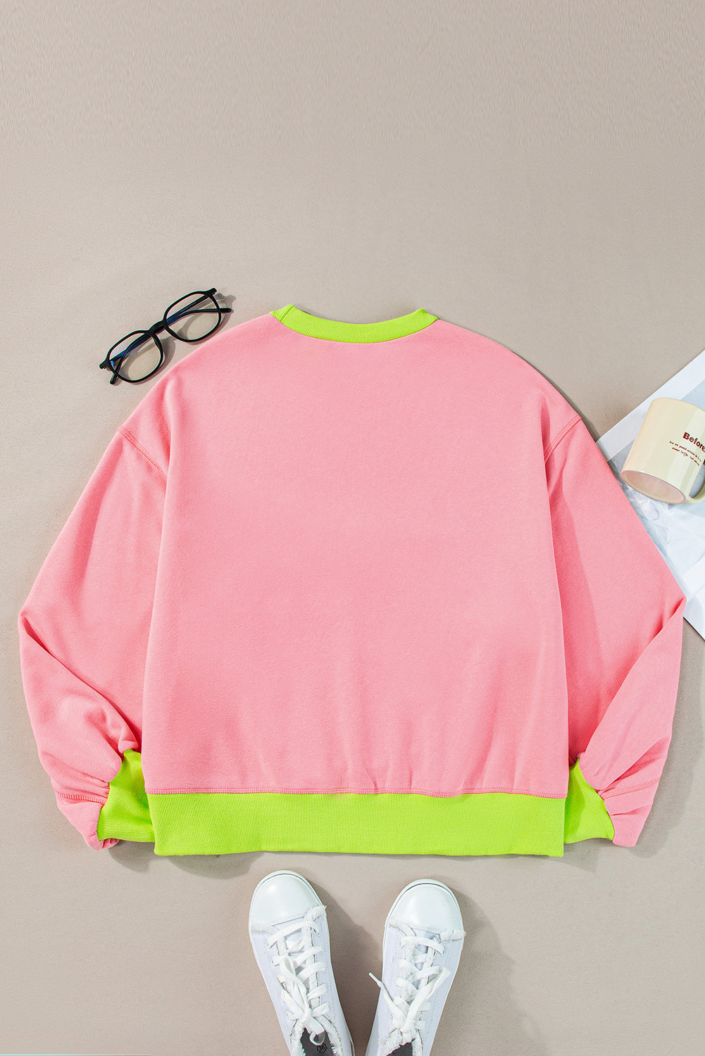 Pink GAME DAY Graphic Color Block Crew Neck Sweatshirt (ships 2-3 weeks)