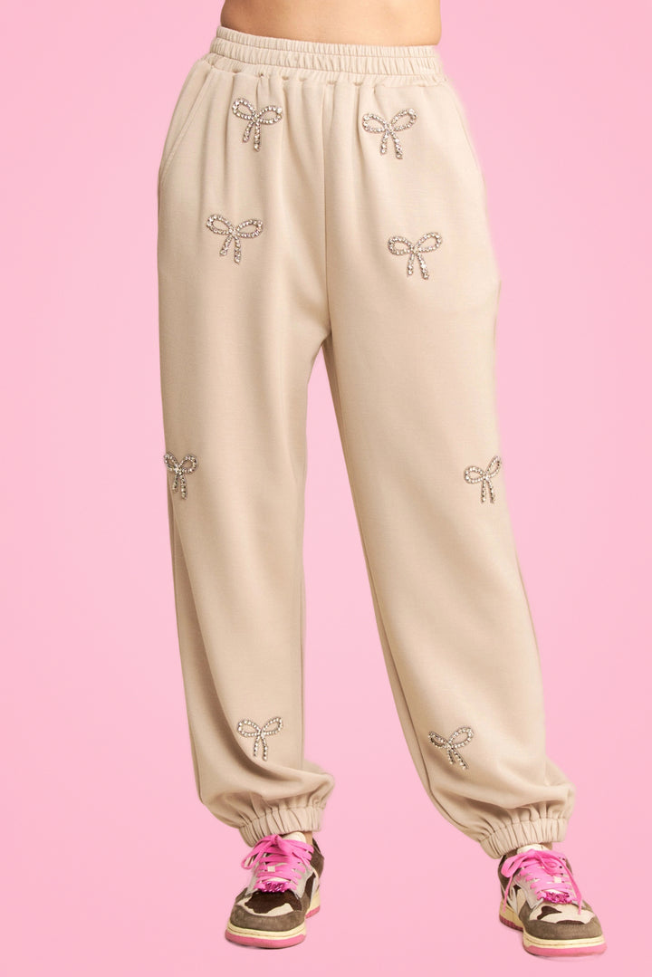 RHINESTONE BOW SET (NATURAL)