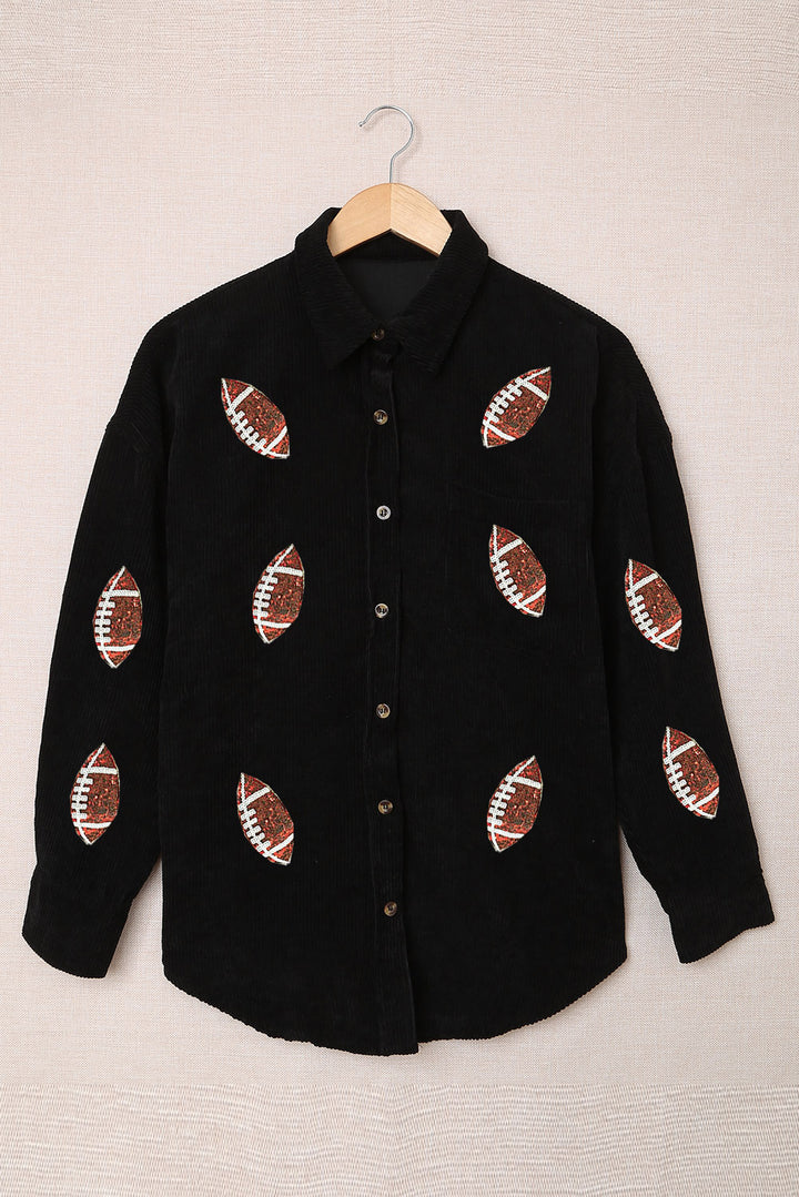 Sequin Football Button Up Long Sleeve Jacket (ships 1-2 weeks)