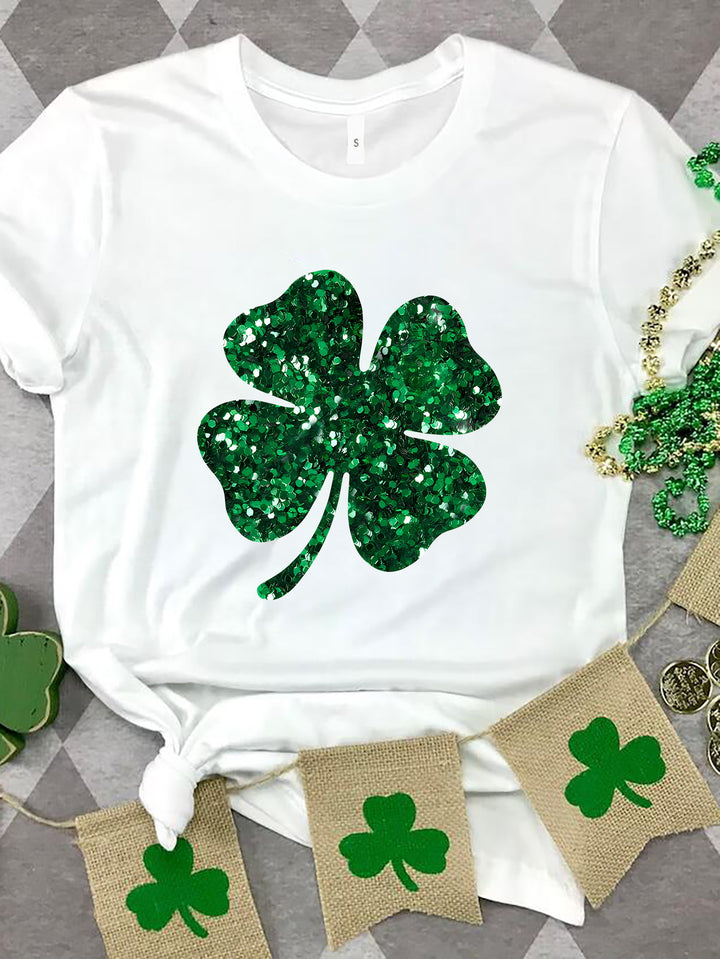 Lucky Clover Round Neck T-Shirt ships 1-2 weeks