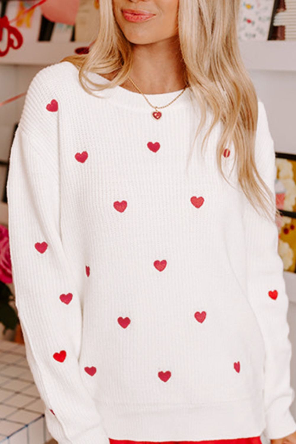 Hot Pink Mini Heart Sweater (ships 1-2 weeks)