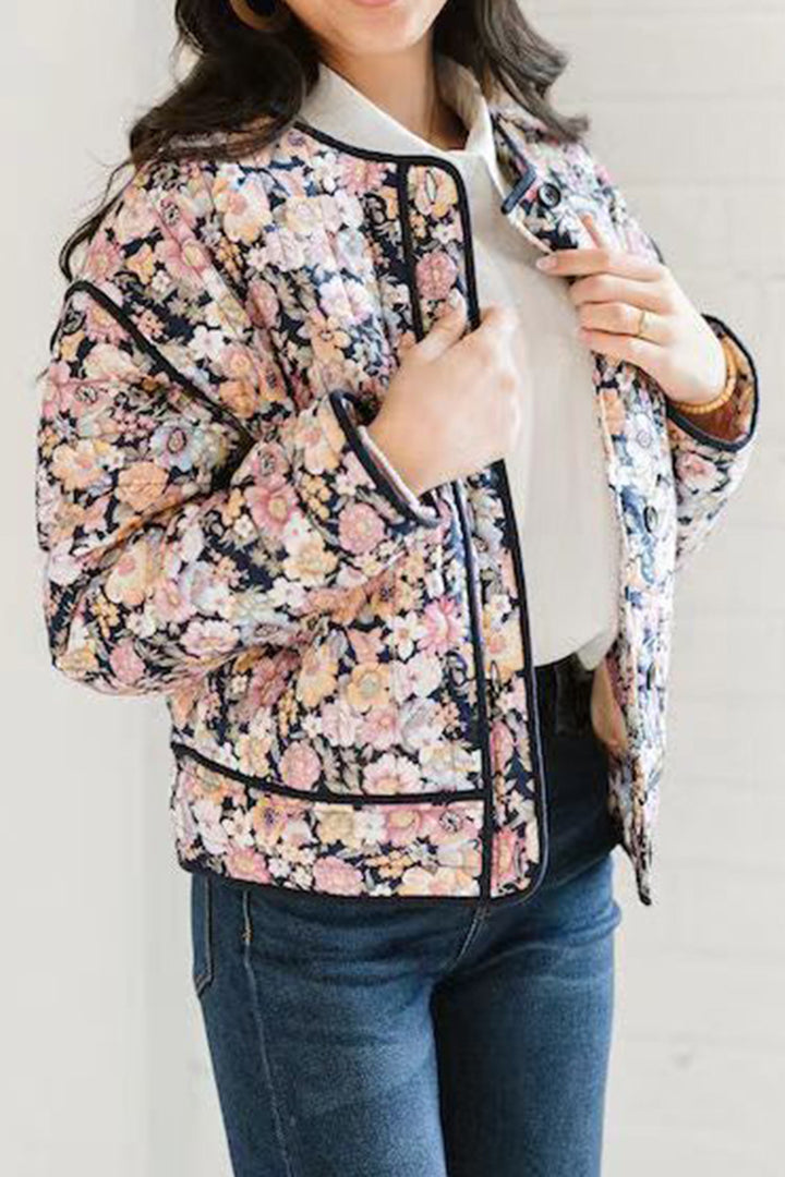 Floral Button Up Long Sleeve Winter Coat (ships 1-2 weeks)