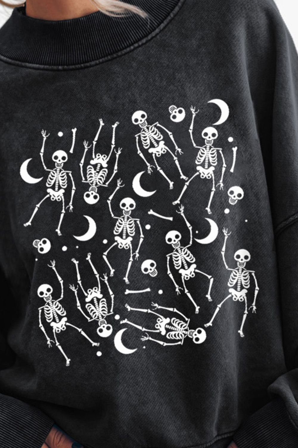 Skeleton Graphic Round Neck Long Sleeve Sweatshirt ships 2 weeks