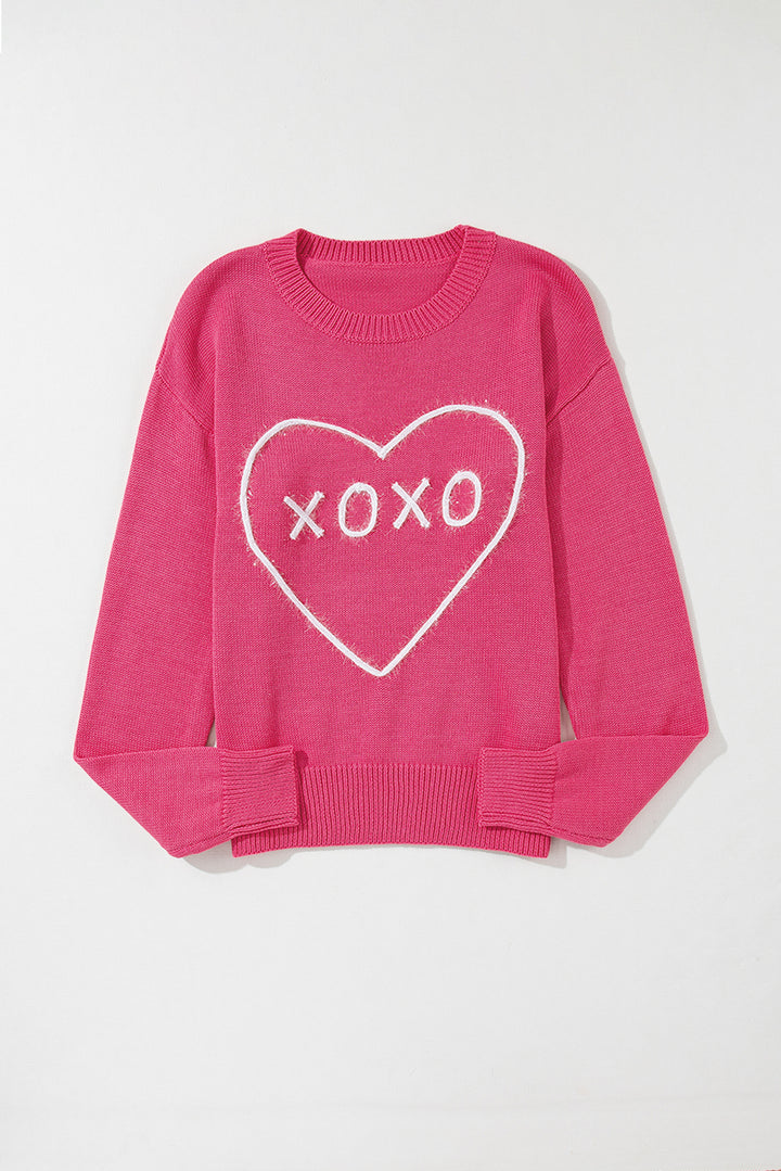 XOXO Round Neck Drop Shoulder Sweater (ships 1-2 weeks)