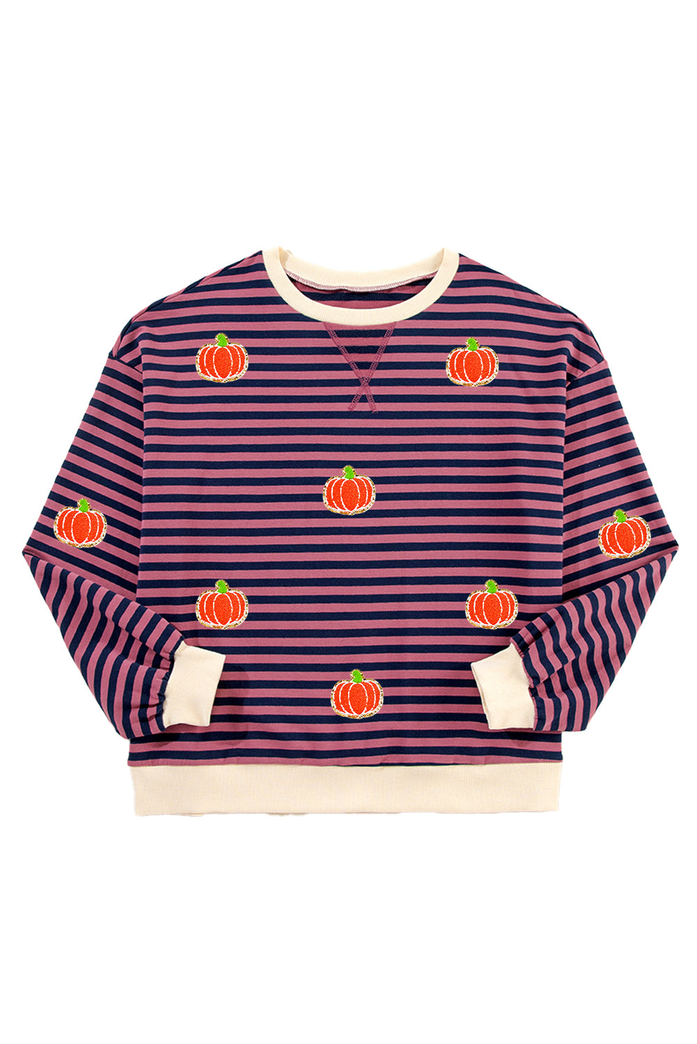 Pumpkin Striped Long Sleeve Sweatshirt ship 2 weeks