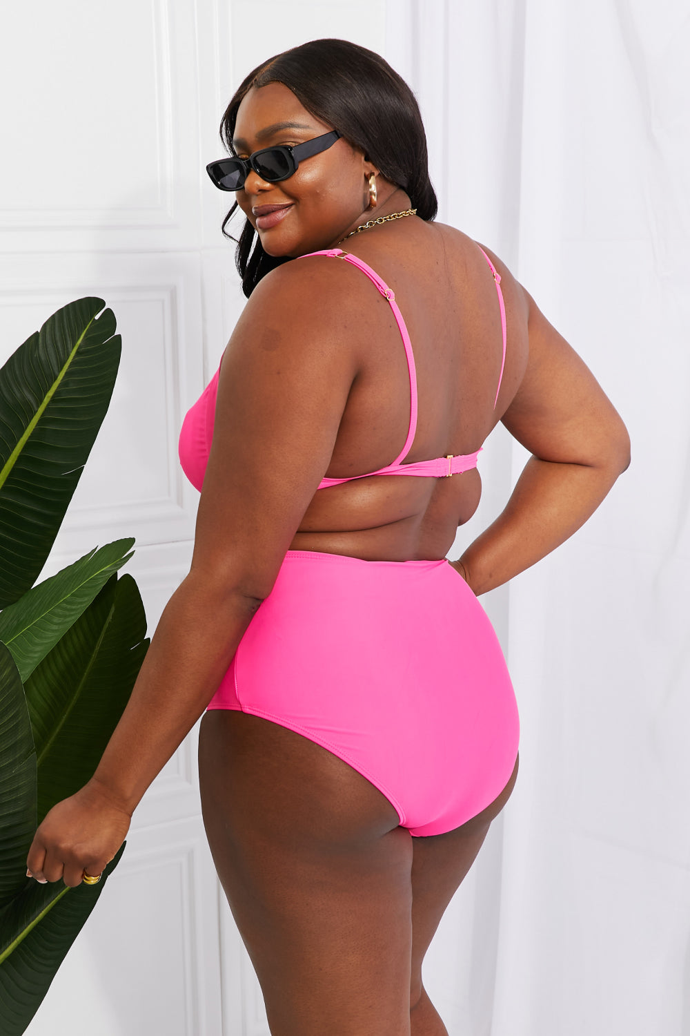 Marina West Swim Take A Dip Twist High-Rise Bikini in Pink