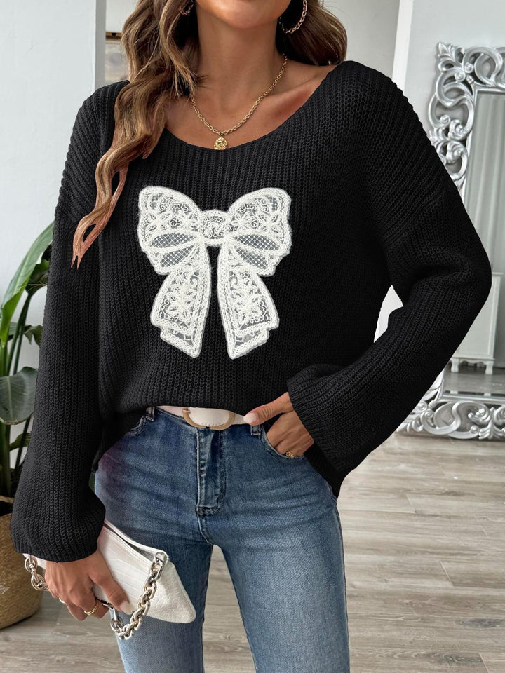 Lace Bow Pink Pullover (ships 1-2 weeks)