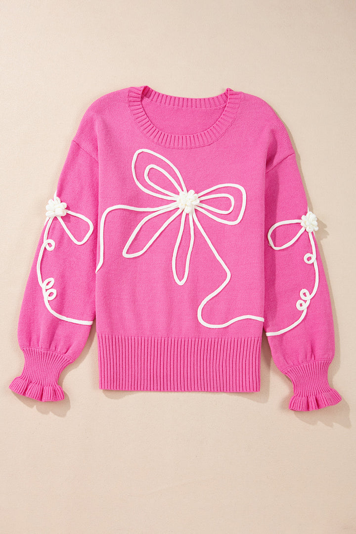 Hot Pink Girly Bow Sweater  (ships 1-2 weeks)