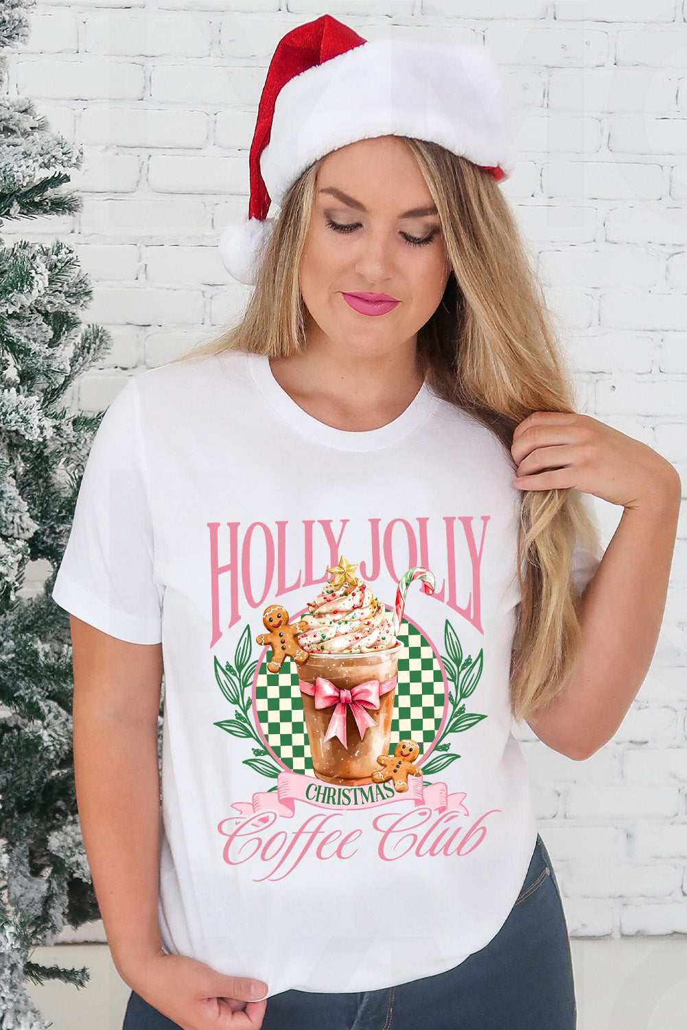 White Holly Jolly Christmas Coffee Club Graphic Tee (ships 2-3 weeks)