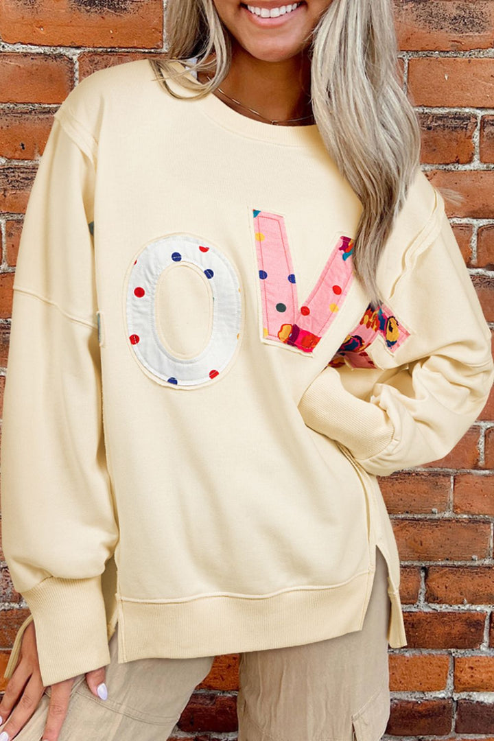 LOVE Patch Round Neck Sweater (ships 1-2 weeks)