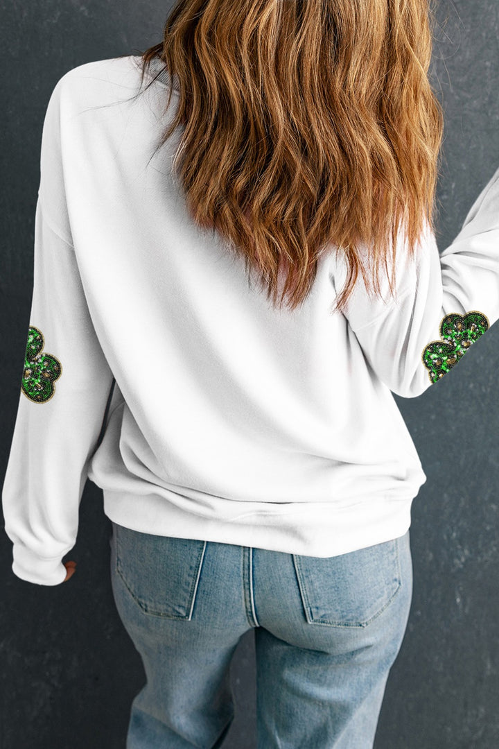 Sequin Lucky Clover Long Sleeve Sweatshirt (ships 2-3 weeks)