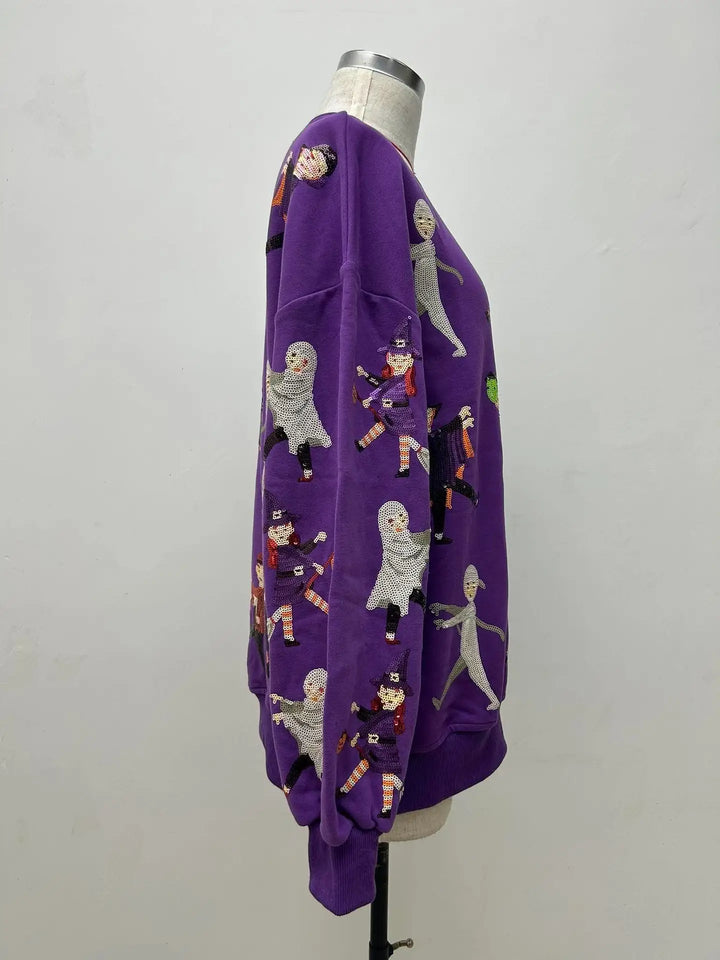 DANCING TRICK OR TREATERS PURPLE PULLOVER RTS (READY TO SHIP)