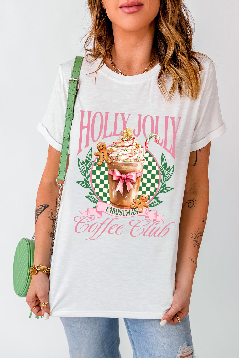 White Holly Jolly Christmas Coffee Club Graphic Tee (ships 2-3 weeks)