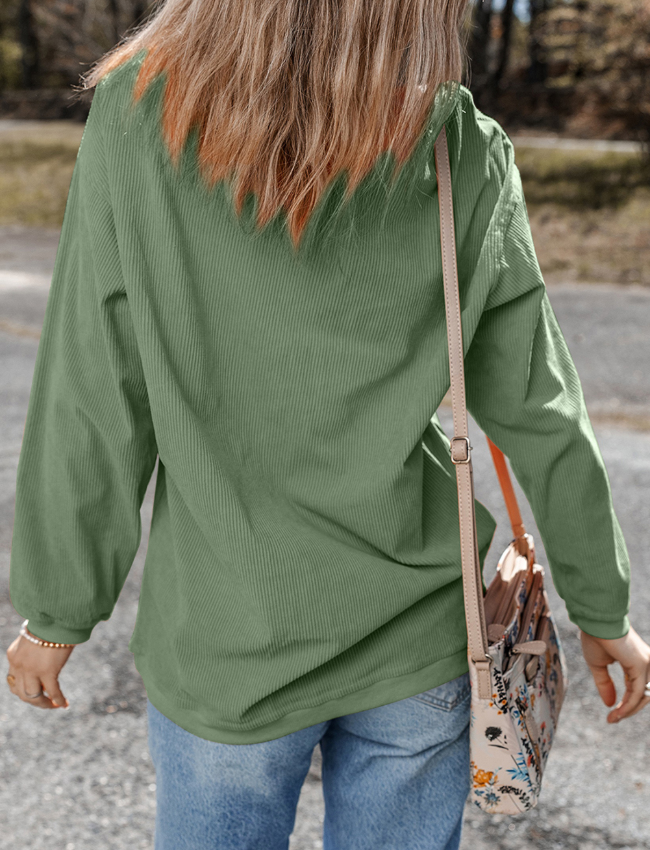 LUCKY Rhinestone Round Neck Long Sleeve Sweatshirt  (ships 2-3 weeks)