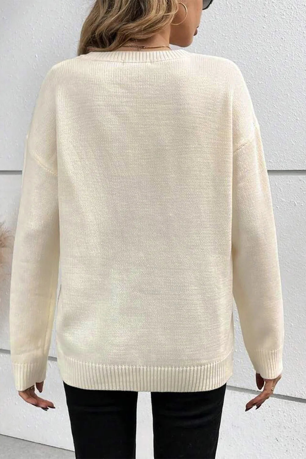 BOO Round Neck Long Sleeve Sweaters ships 2-3 weeks