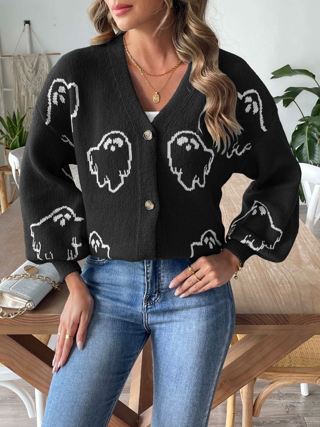 V-Neck Dropped Shoulder Cardigan ships 2 weeks 3 colors