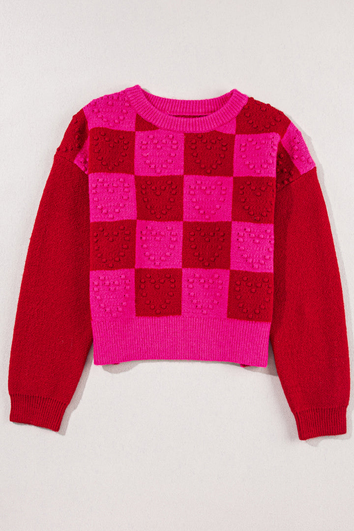 Checkered Heart Sweater (ships 1-2 weeks)