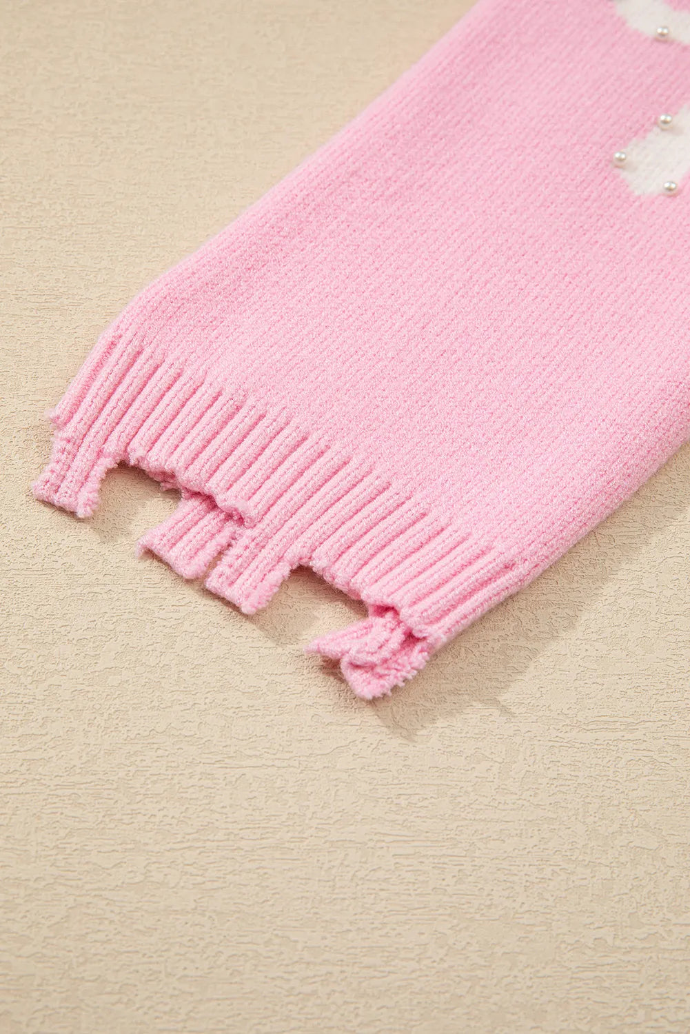 Pearl Detail Bow Sweater Pink (ships 1-2 weeks)