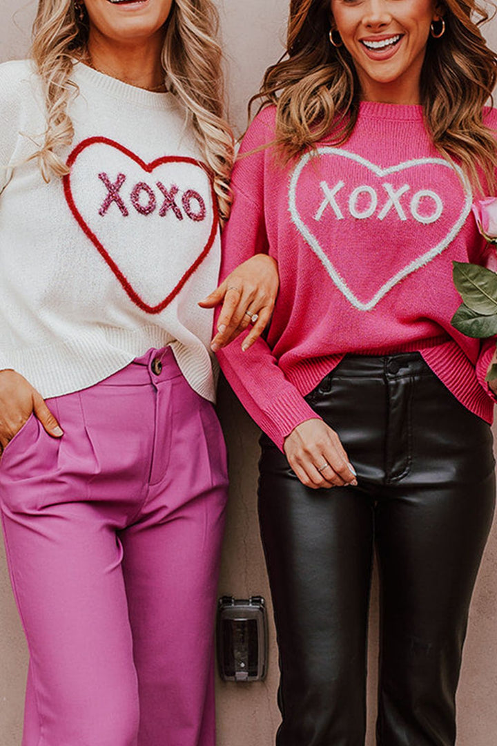 XOXO Round Neck Drop Shoulder Sweater (ships 1-2 weeks)