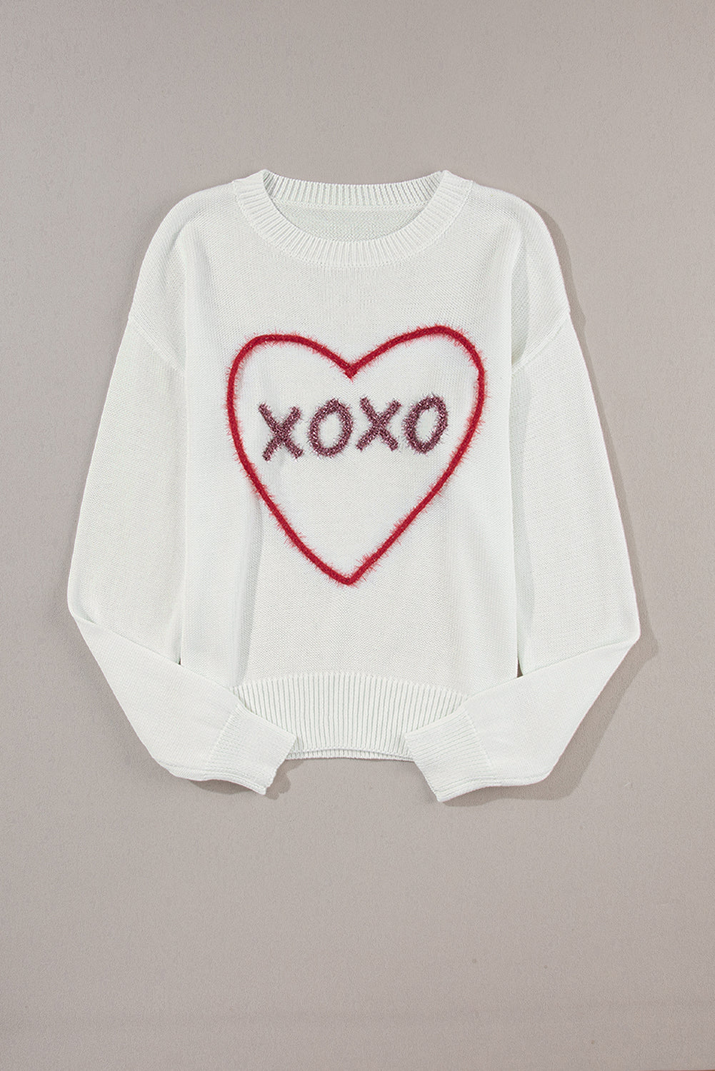 XOXO Round Neck Drop Shoulder Sweater (ships 1-2 weeks)