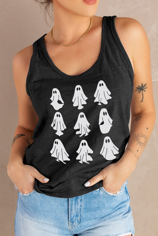 Round Neck Ghost Graphic Tank Top (ships in 2 weeks)