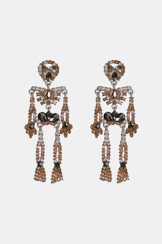 Skeleton Shape Glass Stone Dangle Earrings (ships in 2 weeks)