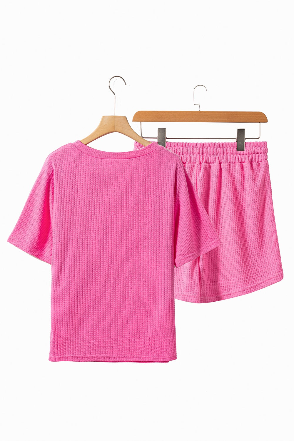 Waffle-Knit Bow Round Neck Top and Shorts Set ships 1-2 weeks