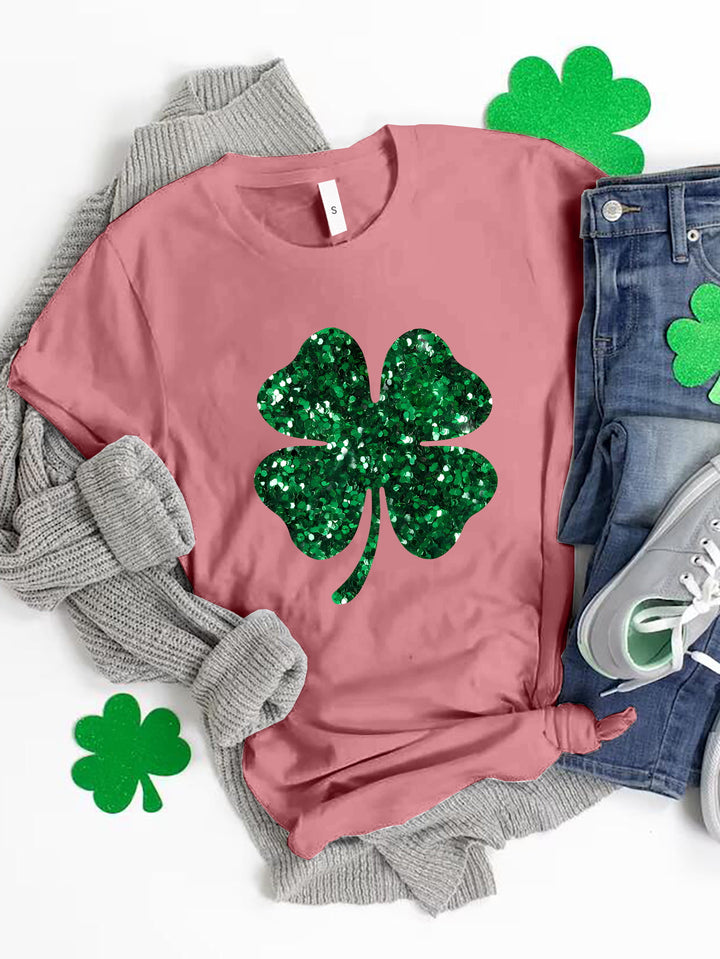 Lucky Clover Round Neck T-Shirt ships 1-2 weeks