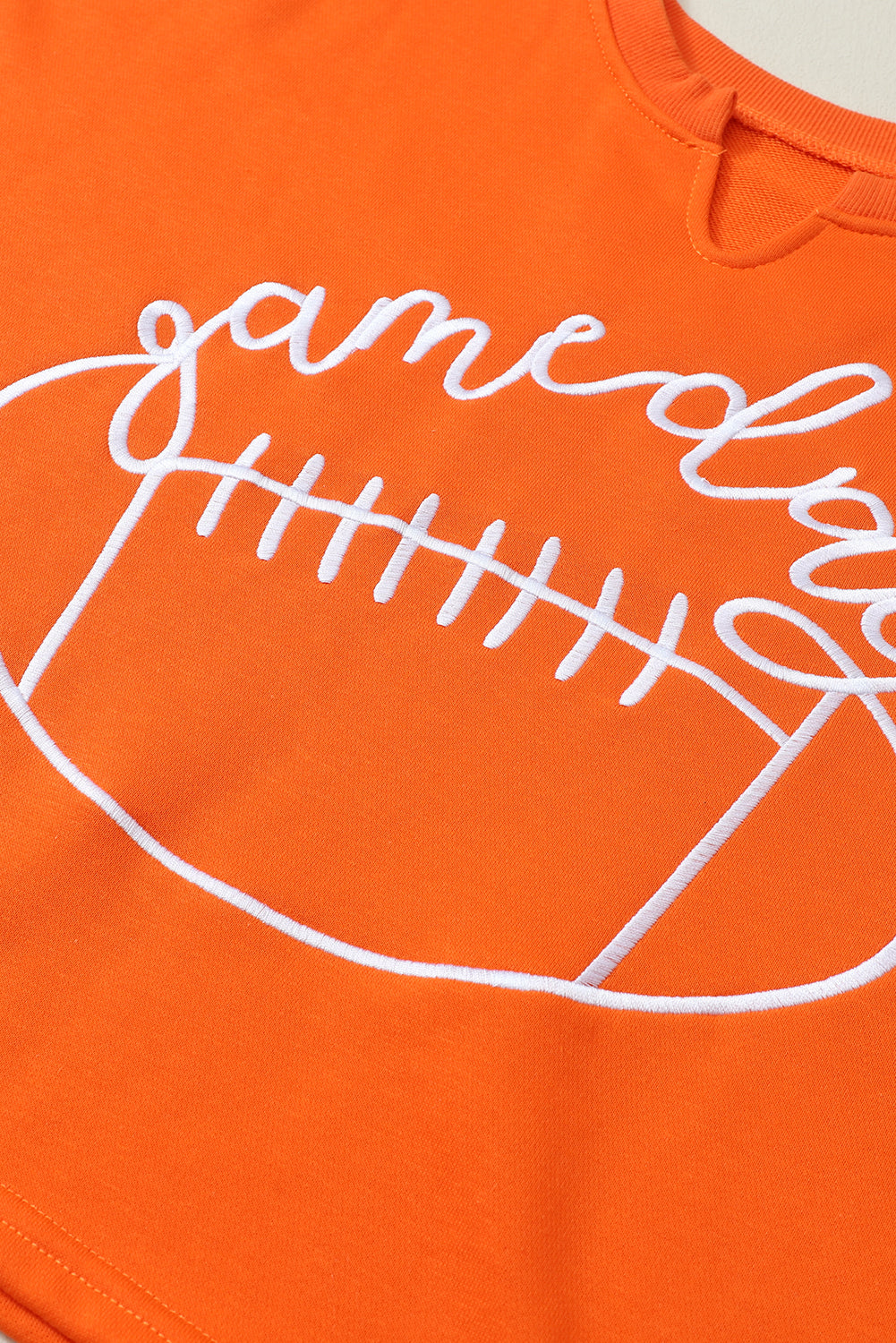 Orange Game Day Lettering Rugby Notched Neck Cropped Sweatshirt (ships 2 weeks)