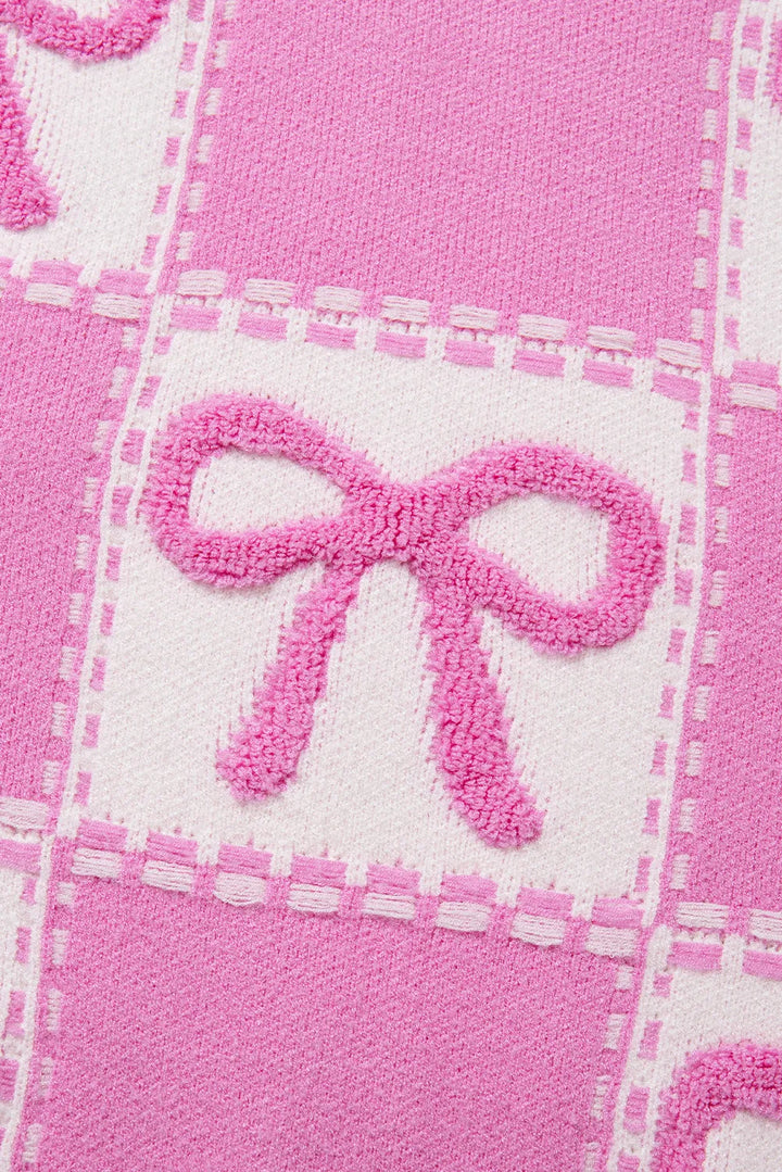 Pink Checkered Bow Sweater (ships 1-2 weeks)