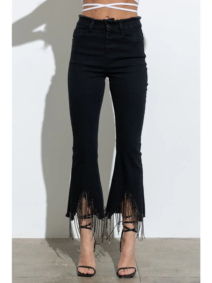 Black Fringe Jeans RTS