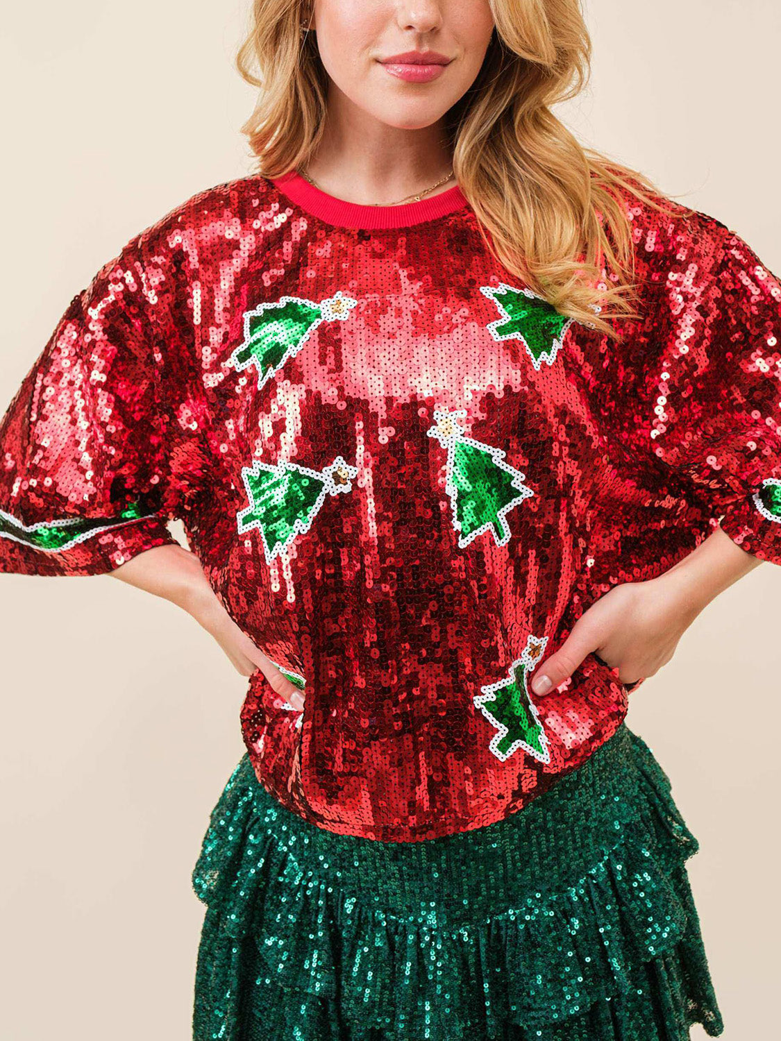 Christmas Tree Sequin Top (ships 2-3 weeks)