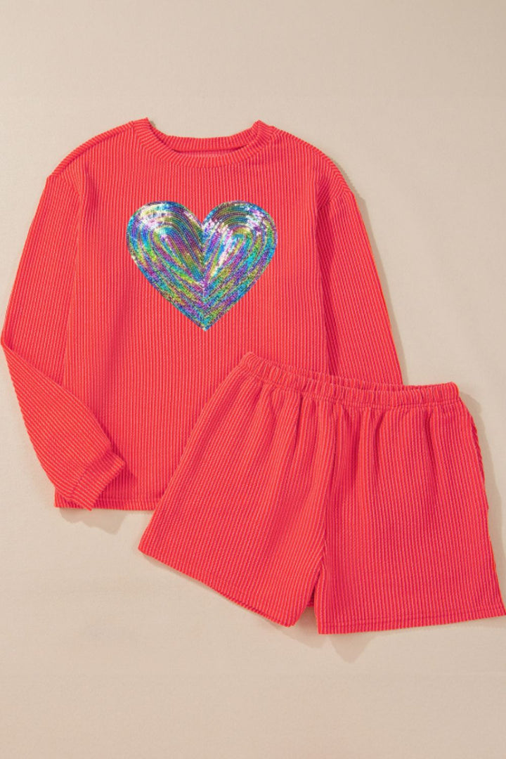 Sequin Heart comfy set ships 2-3 weeks