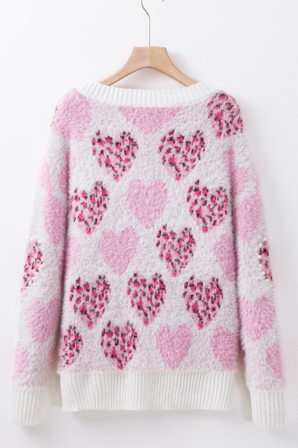 Frilly Pearl Heart Sweater (ships 1-2 weeks)