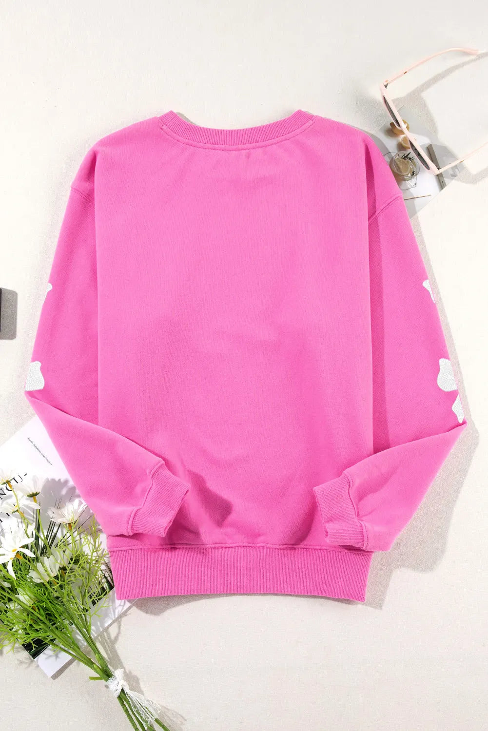 Pink Bow Dropped Shoulder Long Sleeve Sweatshirt (ships 2-3 weeks)