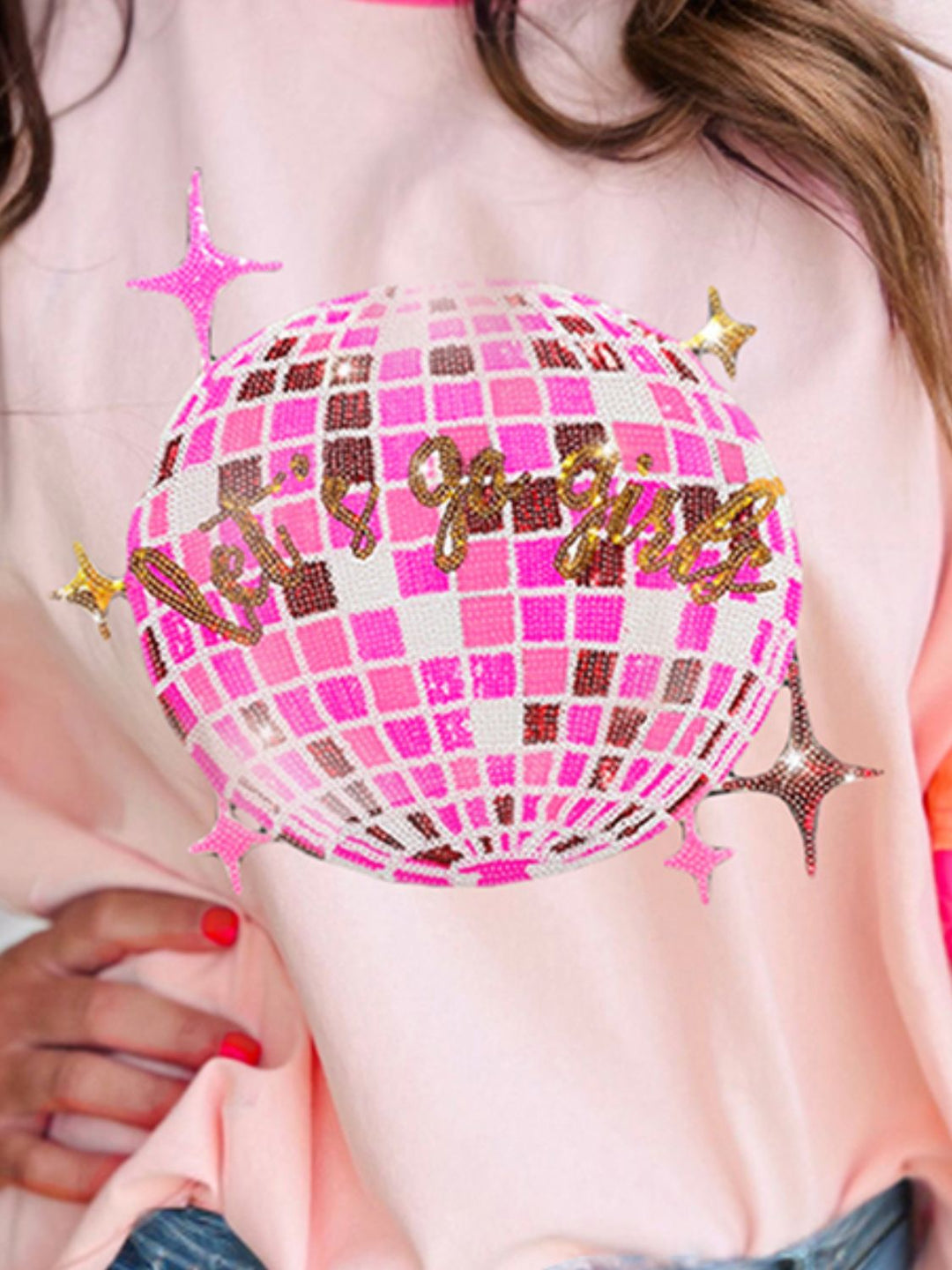 Lets Go Girls Sequin Disco Ball top (ships 1-2 weeks)