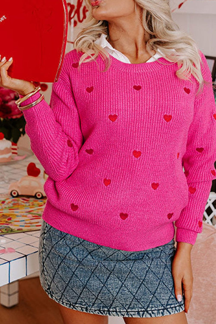 Hot Pink Mini Heart Sweater (ships 1-2 weeks)