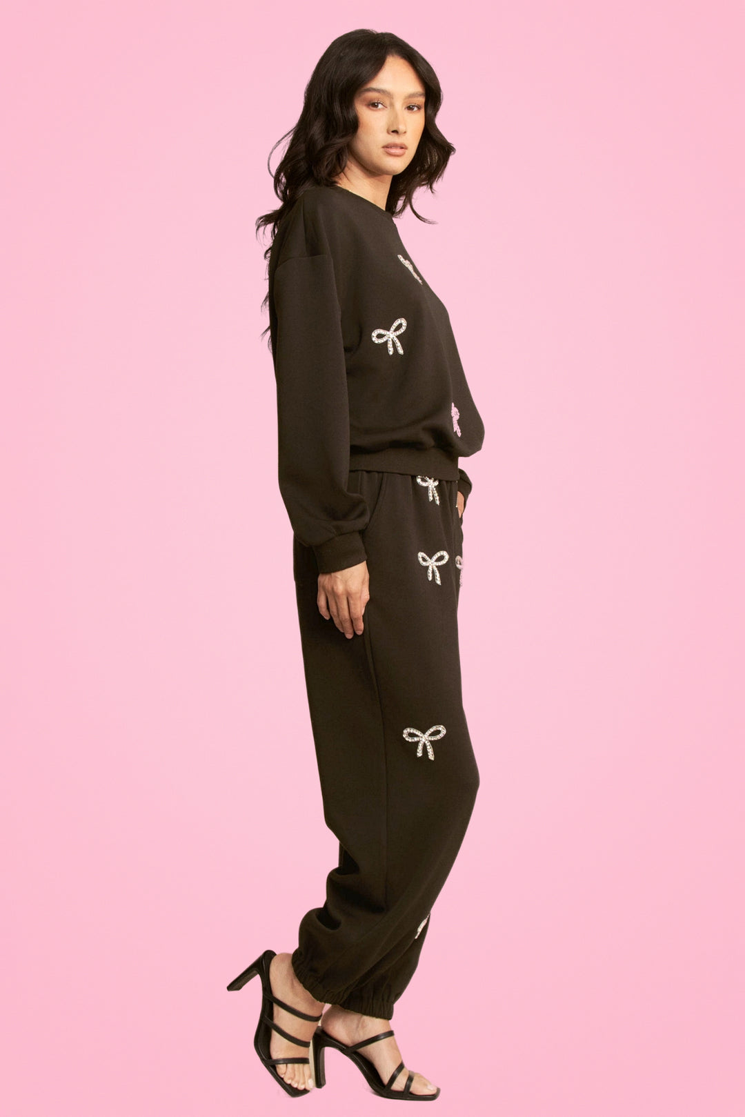 RHINESTONE BOW SET (BLACK)