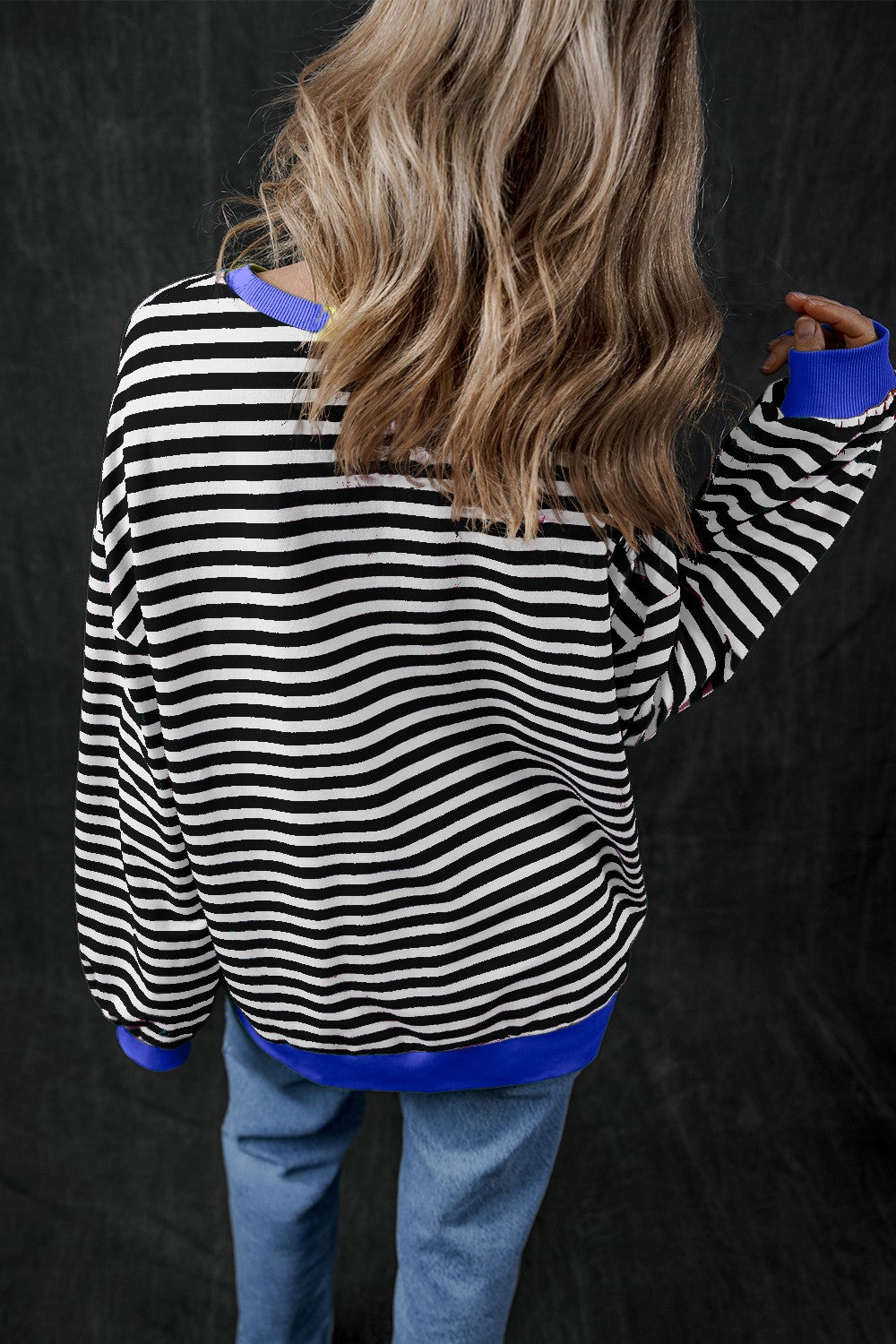 Pumpkin Striped Round Neck Long Sleeve Sweatshirt ships 2 weeks