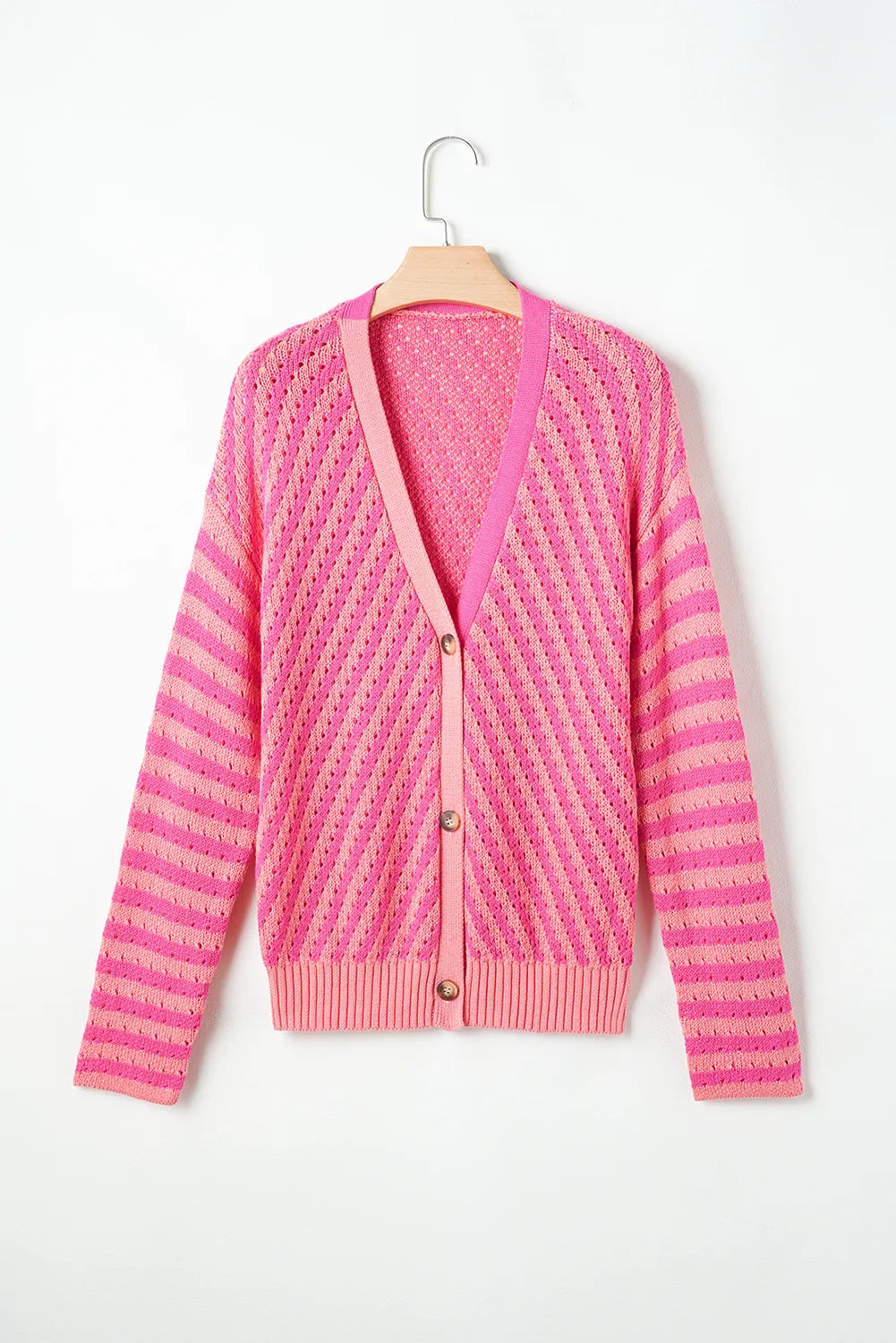 Striped V-Neck Button Up Cardigan (ships 2-3 weeks)