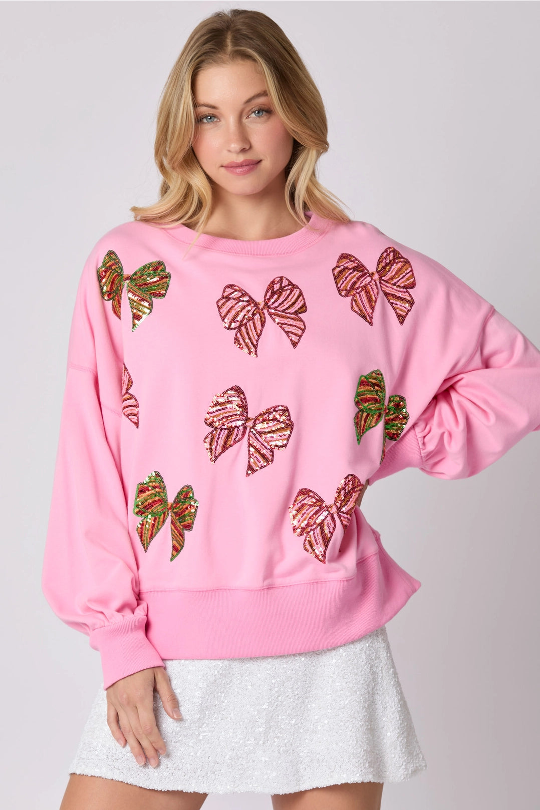 Pink Sequin Christmas Bow Top (ships 2-3 weeks)