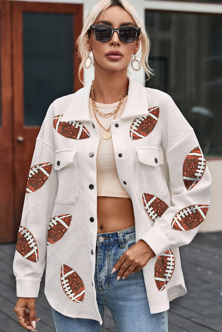 Sequin Football Patch Jacket (ships 1-2 weeks)