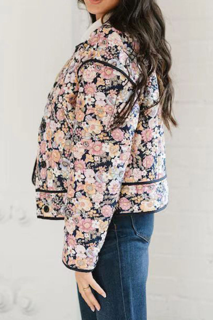 Floral Button Up Long Sleeve Winter Coat (ships 1-2 weeks)